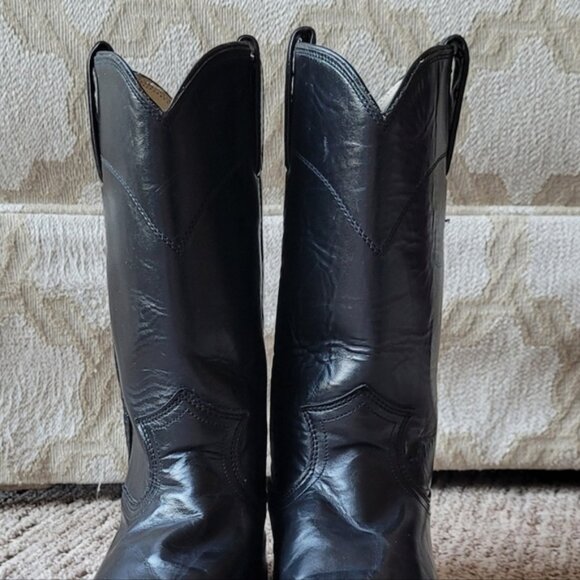 Western Heeled Cowgirl Boots Pull On Black Size 6.5 A Narrow - Picture 8 of 14